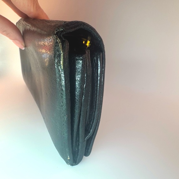 Balenciaga Giant Continental Wallet Black Lambskin Gold Hardware Authentic - Picture 3 of 15